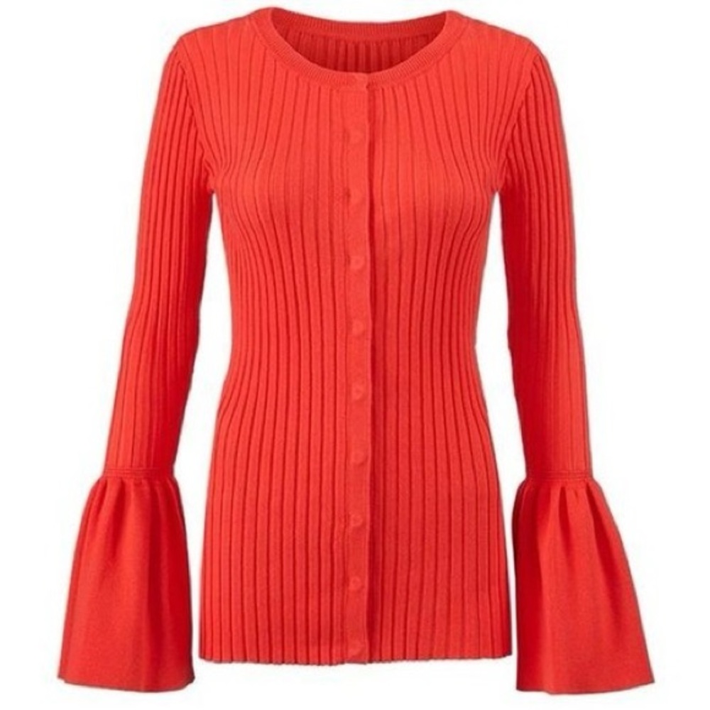 CAbi Trumpet Cardigan in Tomato Red Size S